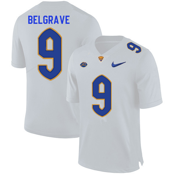 Men #9 Emmanuel Belgrave Pitt Panthers College Football Jerseys Sale-White